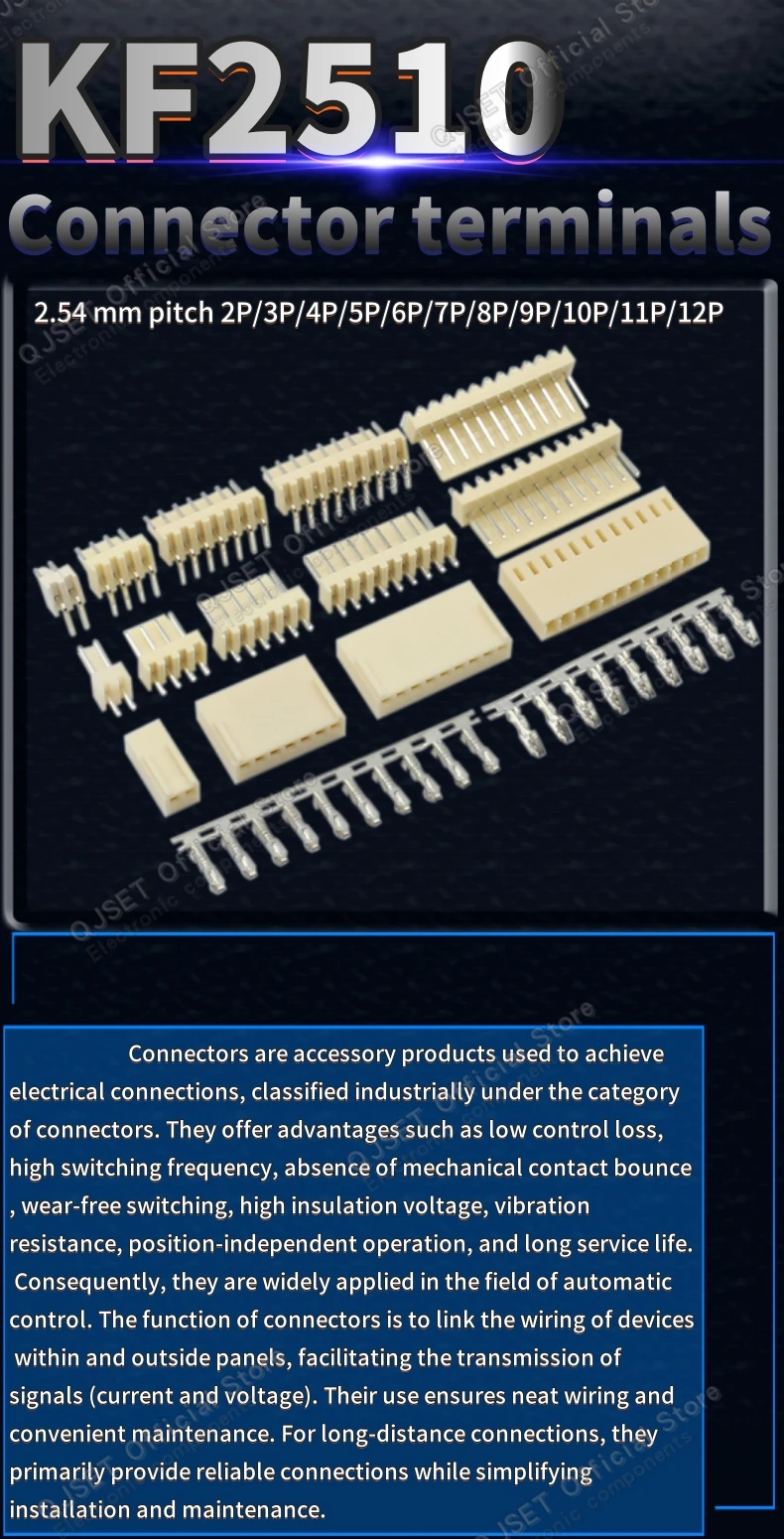 50Pcs KF2510 Stecker 2,54mm Pitch 2P-12Pin Gerade/Gebogene Männlich Weiblich Buchse Gehäuse Stecker Pin Header Crimp Terminals KF-2510 – Detail 1