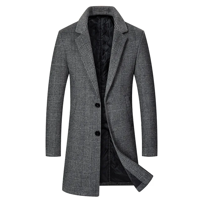 Men Cashmere Wool Blends Long Winter Jackets Trench Coats High Quality Winter Coats Male Business Casual Wool Trench Coats 4XL