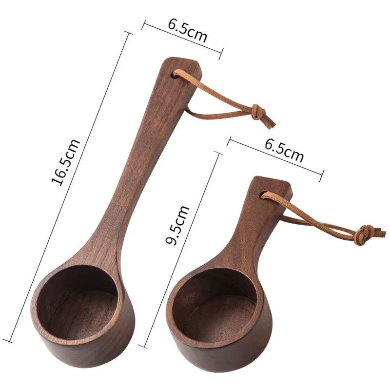 

100Pcs Wooden Coffee Scoop With Lanyard Measuring Spoon Black Walnut Wood Kitchen Scoop Measuring Spoon For Sugar Spice Powder