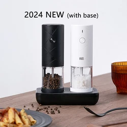 Sleek Electric Grinder & Salt Shaker Set with LED Light - 6 Adjustable Modes (2pcs set)