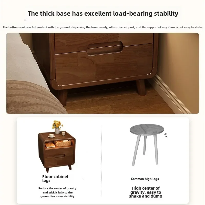 Modern and Concise Solid Wood Bedside Table with Simple Design and Luxurious Appearance