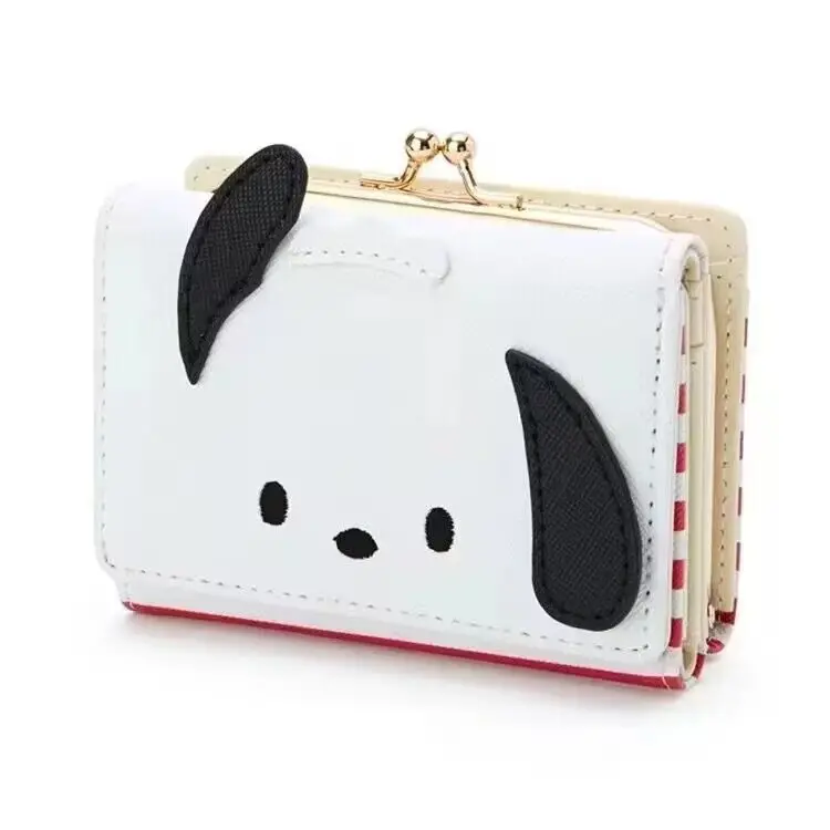 Sanrio Hello Kitty Bag Kawaii Cinnamoroll My Melody Kuromi Casual Fashion PU Leather Wallet Cute Folding Light Card Bag New