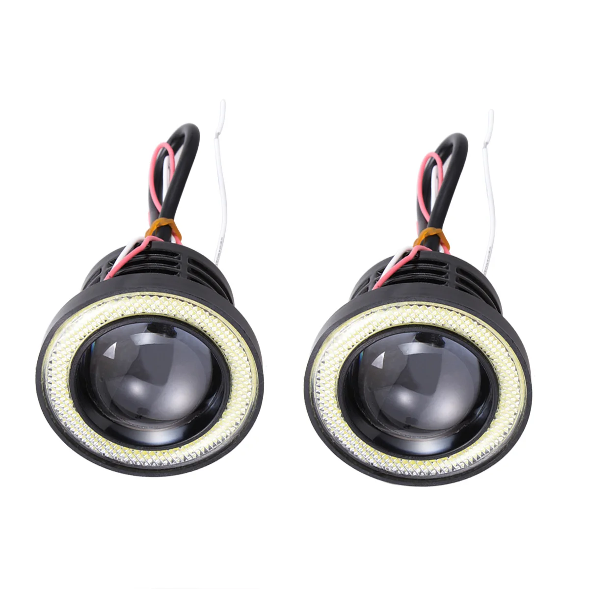

2 PCS 25 inch 30W 12V Angel Eyes Ring Lights COB Headlights Marker Bulbs for Car (White Light White Ring)
