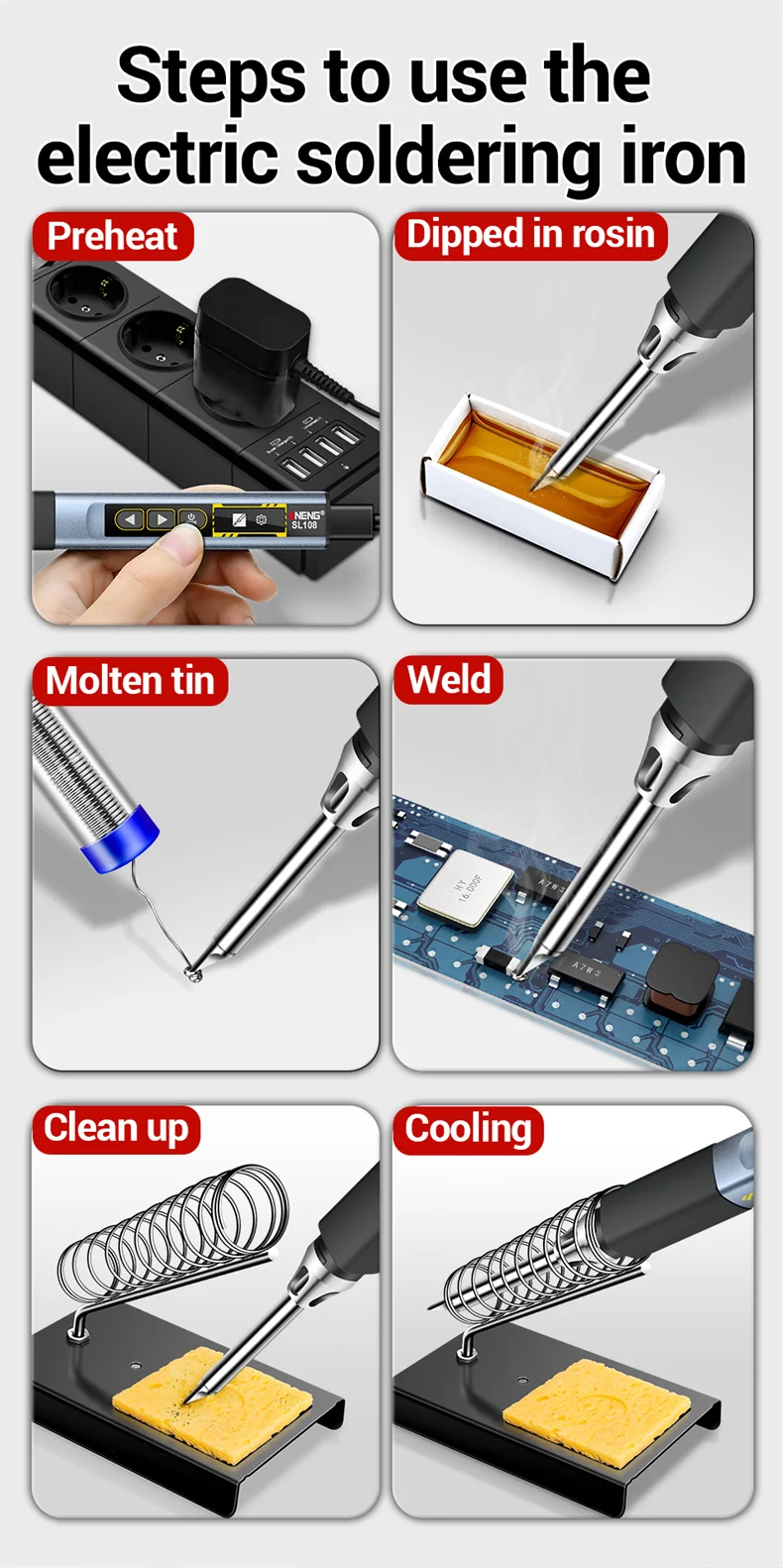 SL108 T12 Soldering Iron Portable 96w 100-450°C Adjustable Temperature Digital S