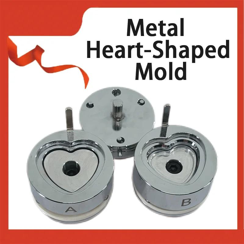 Metal Heart-Shaped Button Badges Maker Machine Mold, DIY Pin Badge Button Punching Press Mold, Making Parts Machine Mold