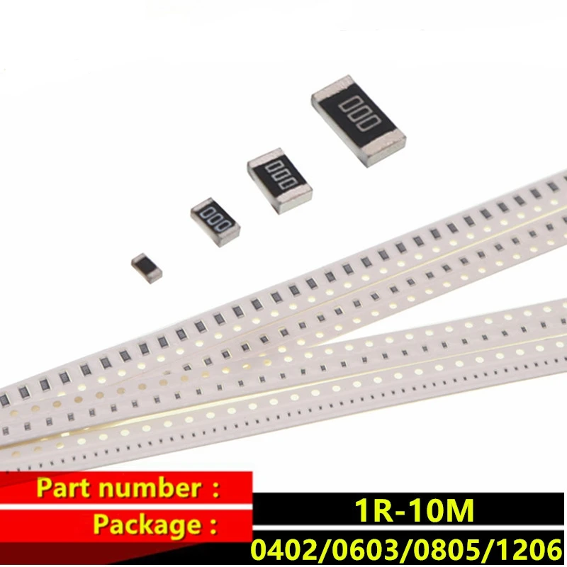 0402 5% SMD Chip Resistor 0R ~ 10M Resistors 0 1 10 100 150 220 330 470 ohm 1R 10R 100R 1K 2.2K 10K 100K 1M 10000PCS Full Reel Smd Resistor Smd Chip Resistor
