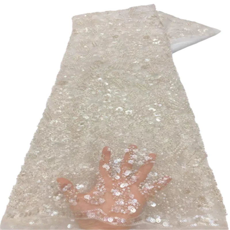 

African White Sequins Lace Fabric New Arrival Nigerian Tulle Mesh Lace Fabric For Wedding Sequin Lace Fabrics with Party