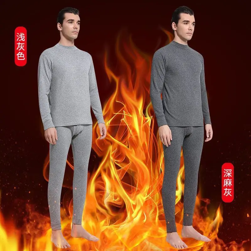 الخريف الشتاء الرجال مجموعات عادية الصلبة رشاقته جلد الأيل الصوف الحرارة الداخلية ملابس خاصة طويلة ملابس اخلية حرارية دعوى الرجال الملابس