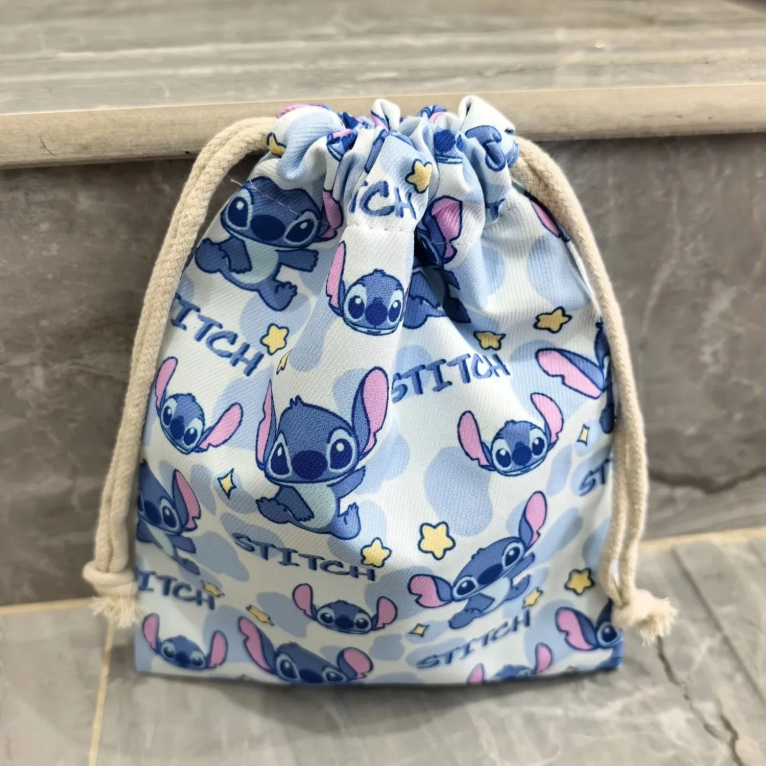 Disney Lilo&Stitch Storage Bag Cute Anime Figure Drawstring Wallet Can Store Mobile Phone Bluetooth Headset Birthday Gifts