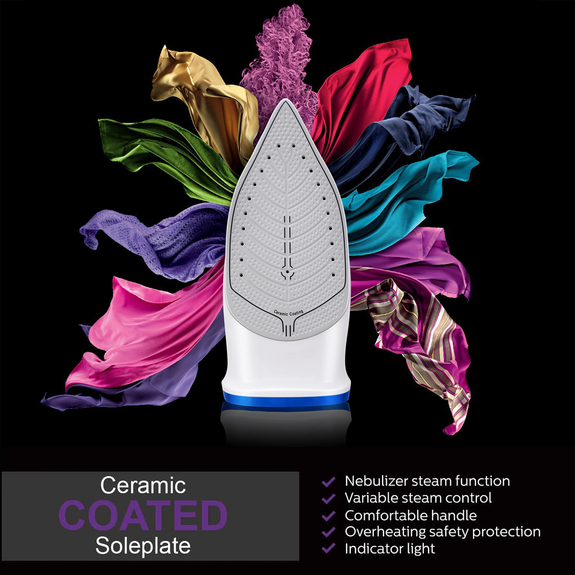 Sonifer Electric Steamer Iron SF-9083 .Dry ironing function .Nebulizer steam function .Powerful burst steam vertical steam funct 3
