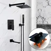 Concealed Brushed Gold Shower Set Bathroom Hidden 3 Way Faucet Shower System Set Wall Mounted Bathtub Rain Shower Mixer Tap Set 4