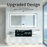 Wisfor LED Bathroom Mirror with Lights Vanity Make Up Mirror Dimmable, Smart Bluetooth Digital Display 3 Colors Memory 2
