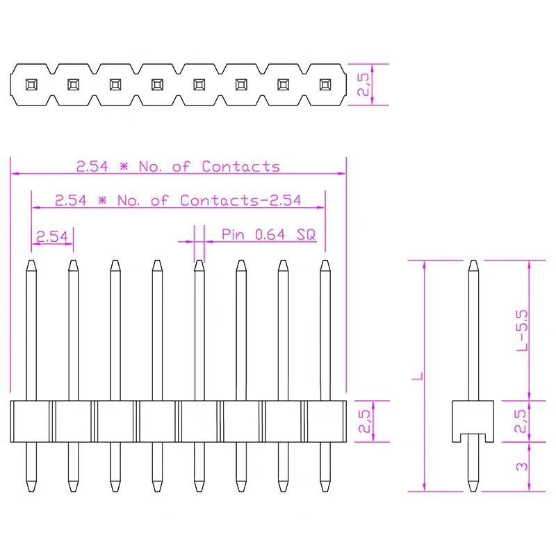 10 teile/los Heißer Verkauf 40 Pin 1x40 Einreihige Stecker 2,54mm Zerbrechliche Pin Header Stecker Streifen – Detail 4