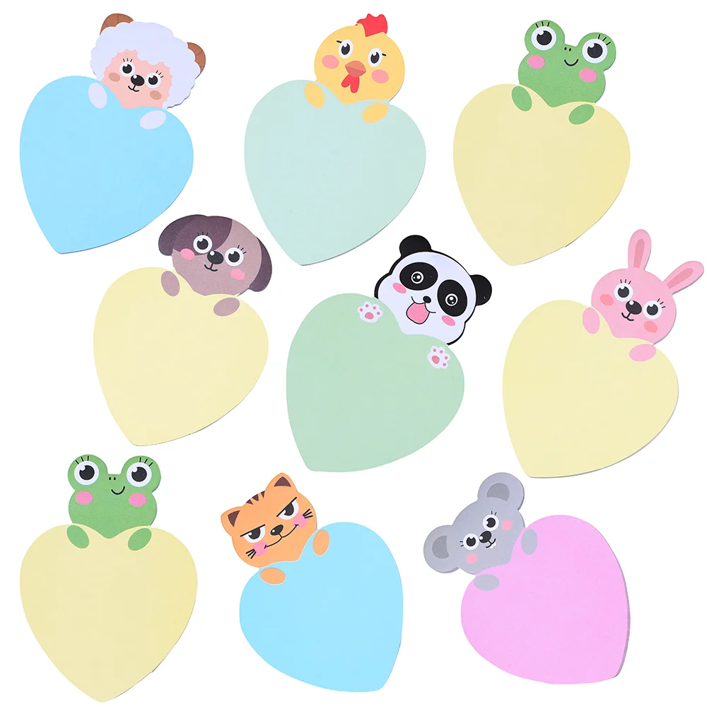 

25 Sheets Cute Kawaii Love Heart Shaped Animal Sticky Notes Memo Pads Frog Panda Pig Mouse Tiger Post Notepads Women Stationery