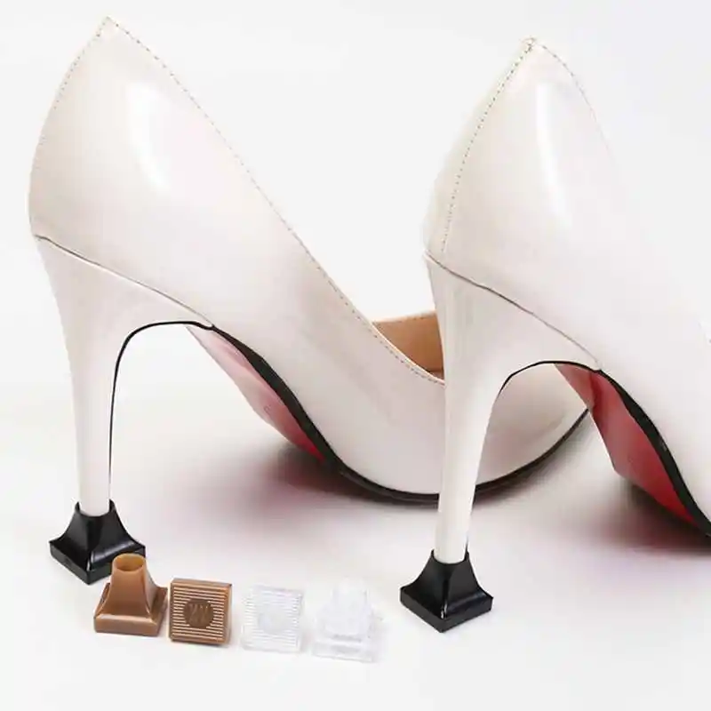 Pair Square Heel protector Silencer Non-slip Woman High heels