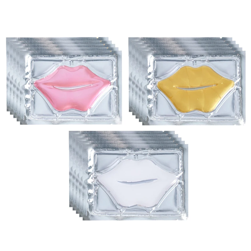 5pcs Crystal Collagen Lip Mask Lips Plumper Pink Lip Patches Moisture Essence Firming Korean Cosmetics Skin Care for Beauty