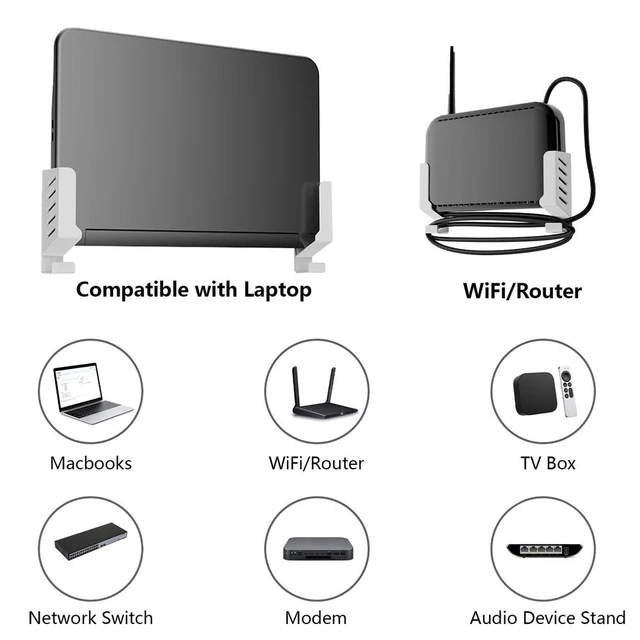 Laptop Wall Mount Cable Box Wall Mount Holder Router Wall Mount Storage Rack  Compatible with Laptops / WiFi routers / 