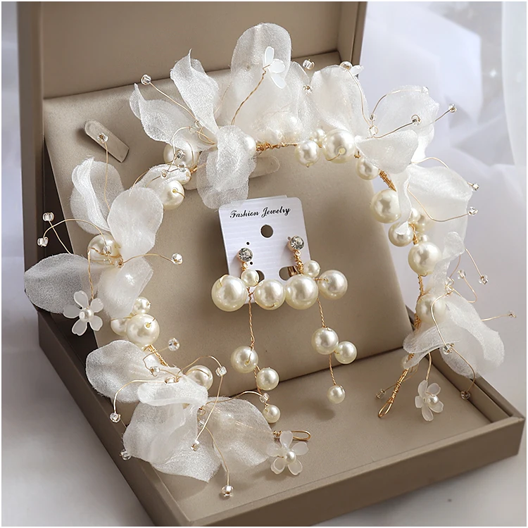 Silk Yarn Flower dreamy Earrings Exterior Style headband Wedding hair accessories for bride hair accessories,bridal hair accessories