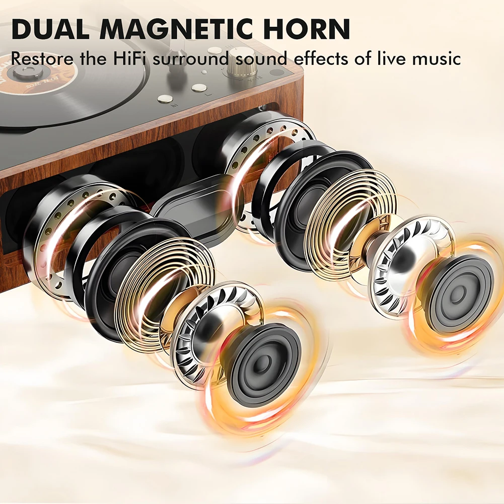 Retro CD Player Bluetooth-Compatible Rechargeable Portable CD Player 3.5mm AUX Music Home Decor