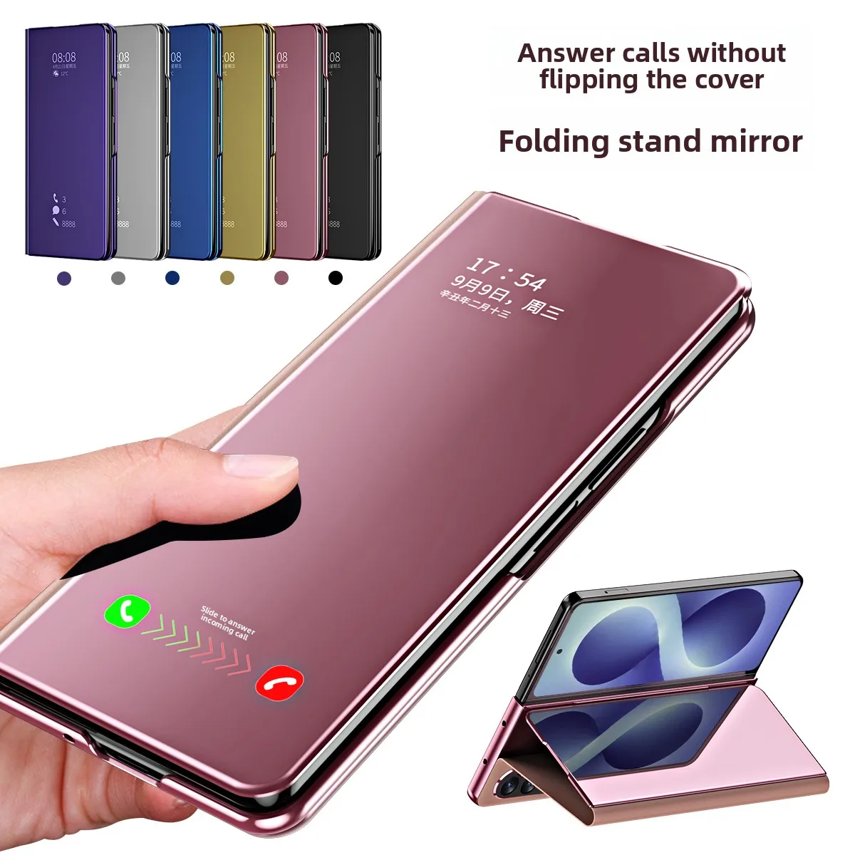 Luxury Leather Anti-Drop Phone Case with Hidden Kickstand and Anti-Fingerprint Coating