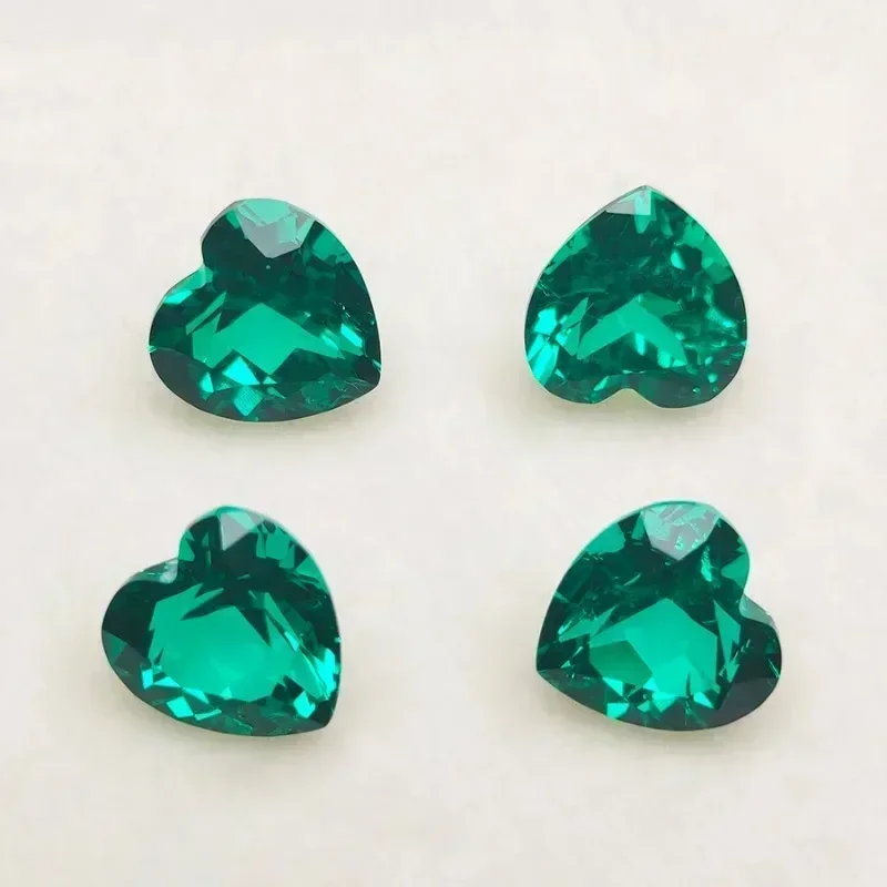 Lab Grown Colombia Emerald Heart Shape Green Color Gemstone For Diy Jewelry Earrings Making Material Selectable AGL Certificate