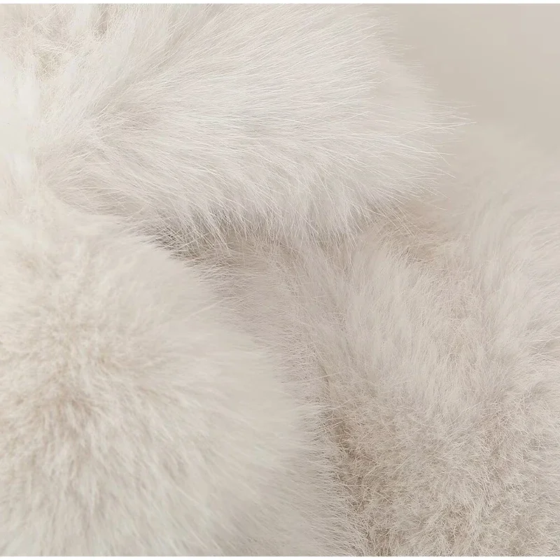 Fluffy Faux Fur Coat Women Elegant Loose Lapel Plush Long Sleeve Buckle Thick Jacket Autumn Winter Solid Warm Overcoat New
