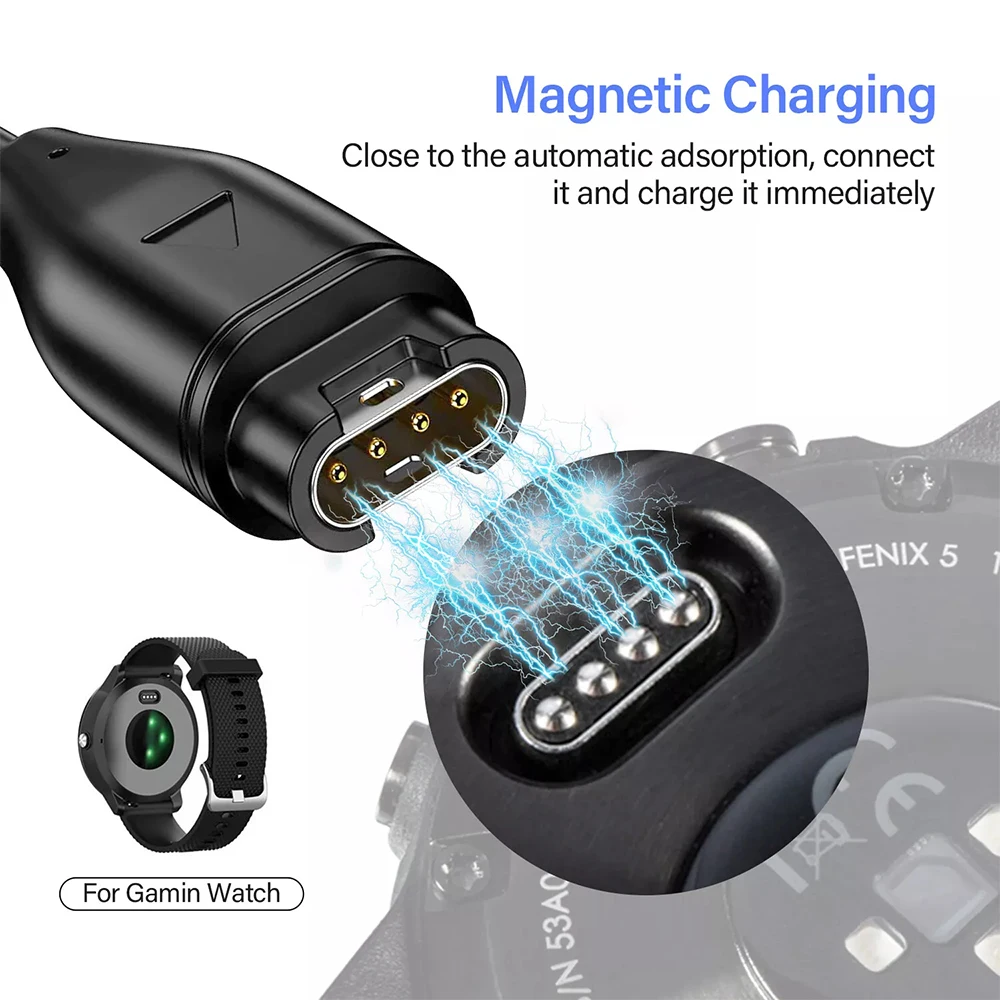 Lot De 2 Câbles Chargeurs Pour Garmin - Compatible Fenix 6/7, Forerunner 255/955, Vivoactive, Venu - Longueur 1 M, Recharge Rapide Et Sûre