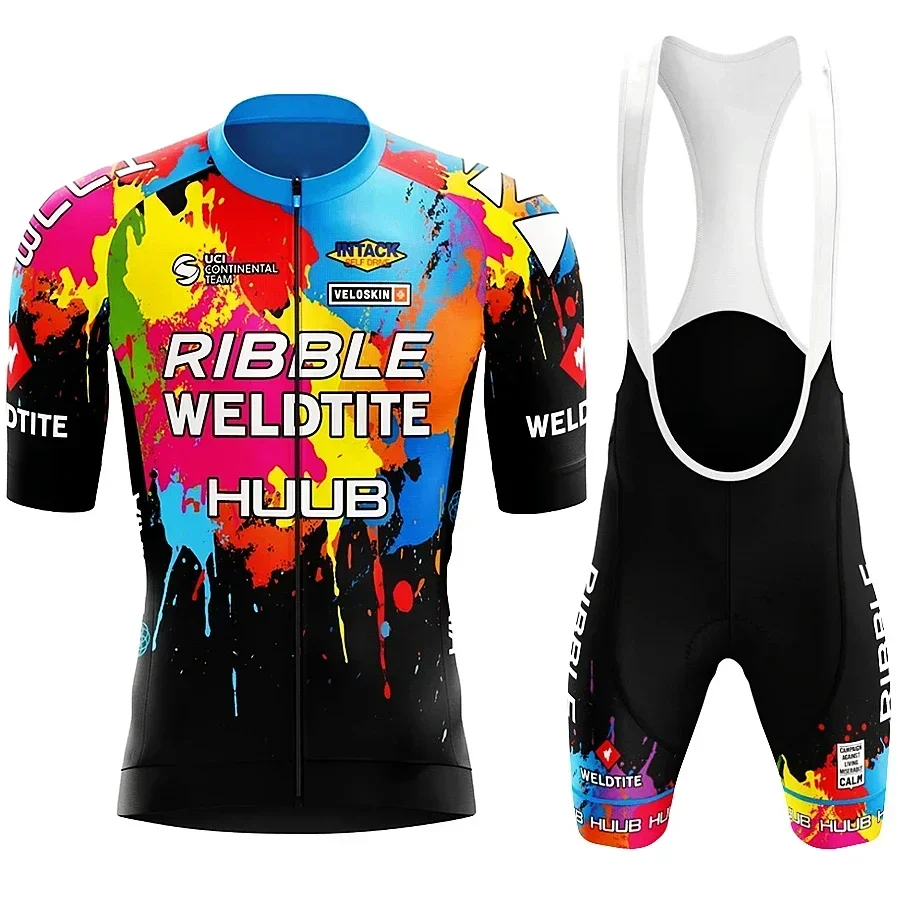 Ribble Weldtite Pro Team Short Sleeve Maillot Ciclismo Men's Cycling Jersey Set Summer Breathable Cycling Clothing Set