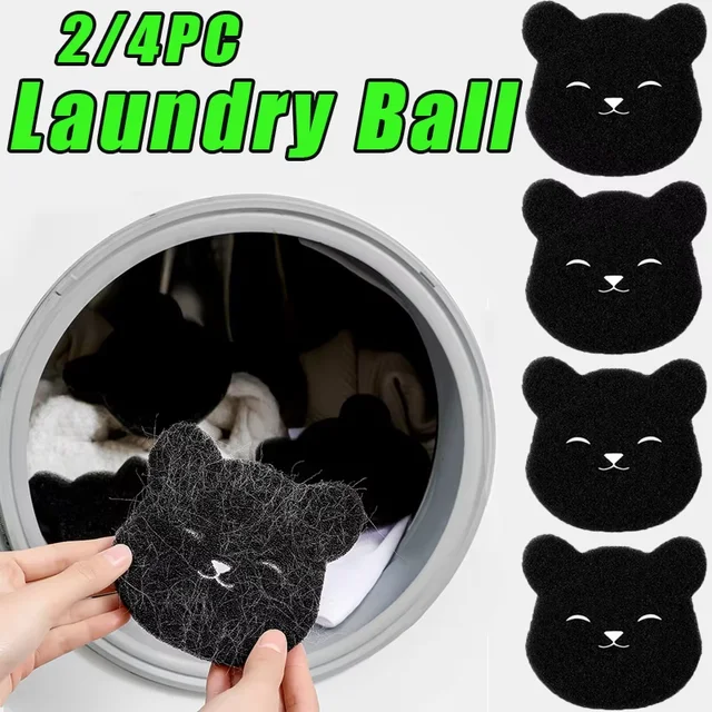 4PCS Bear Shape Laundry Balls Lint Catcher Reusable Pet Hair Remover Cleaning Sponge for Clothes Sofa Cat Dog Home House 2