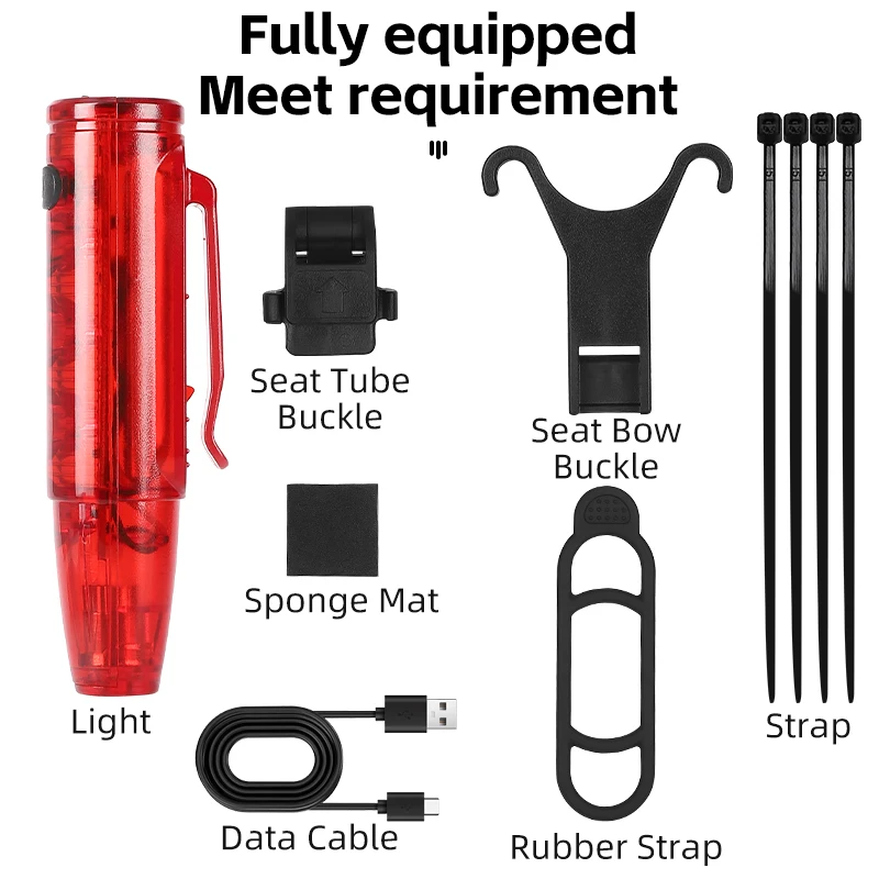 WEST BIKING Bicycle Rear Light lntelligent Brake Sensing Taillight IP55 Waterproof Type-C Cycling Taillight Bike Accessories