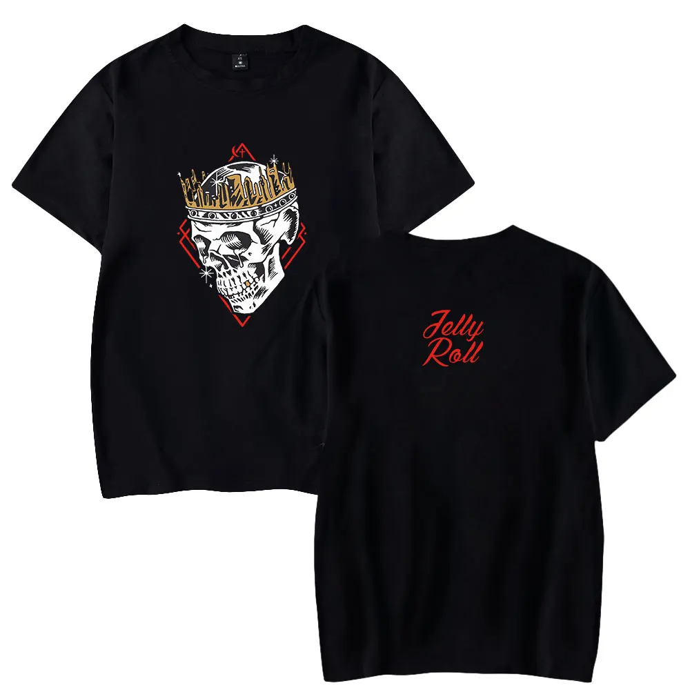 

Jelly Roll T-shirts Skull King Merch Print Tee Unisex Fashion Funny Casual Streetwear Short Sleeve