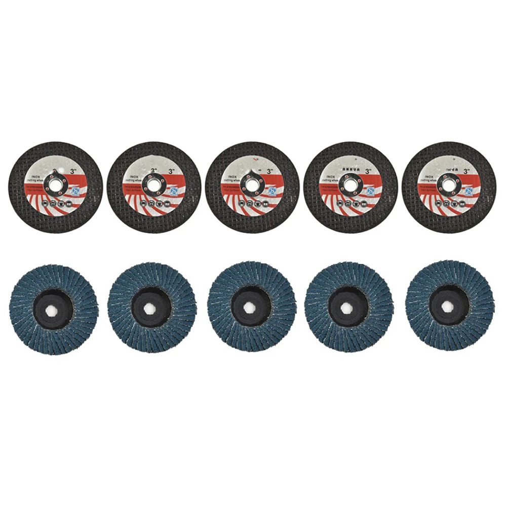 75mm Circular Resin Cutting Disc + Flat Flap Disc Grinding Wheel For Angle Grinder Ceramic Tile Stone Steel Cutting Polishing 3pcs 6 8 10mm diamond drilling cutter core bits ceramic tile dry hole saw cutter granite marble stone for angle grinder m14