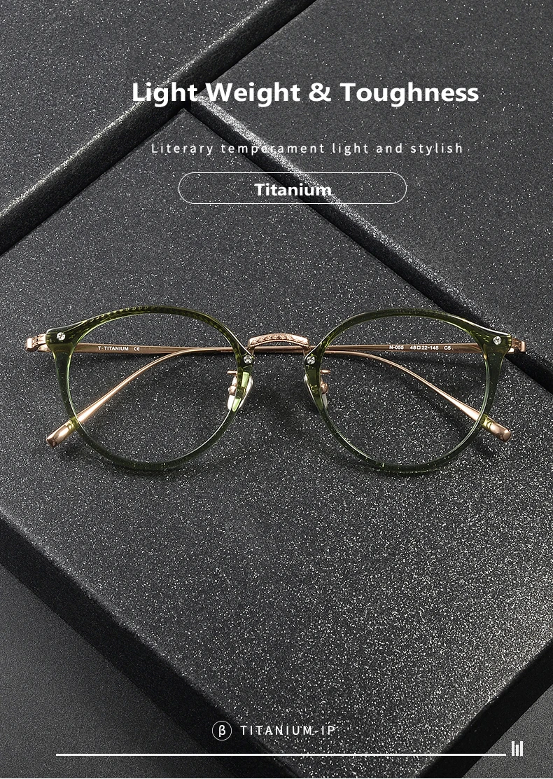 Oveliness Women's Full Rim Round Acetate Titanium Eyeglasses 1