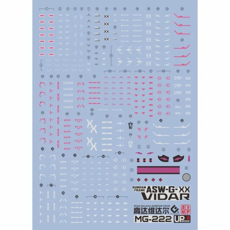 EVO 데칼 MG-222 MG 프레임용 ASW-G-XX 비다 고화질 형광 취미 DIY 워터 스티커 액세서리 워터 스티커