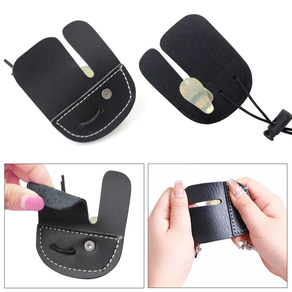 Cow Leather Archery Finger Guard Protection Pad Glove Tab Bow Shooting Hand Guard Tool Arrow Training Shooting Hunting Supplies