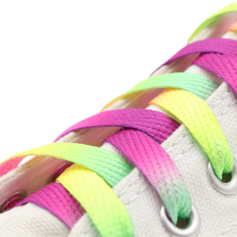 Weiou New Adorable Rainbow 4 Colors Shoelaces 0.8 Cm Flat Attractive Women's Shoe Laces For  Canvas Fabric Sneakers Hat Ropes