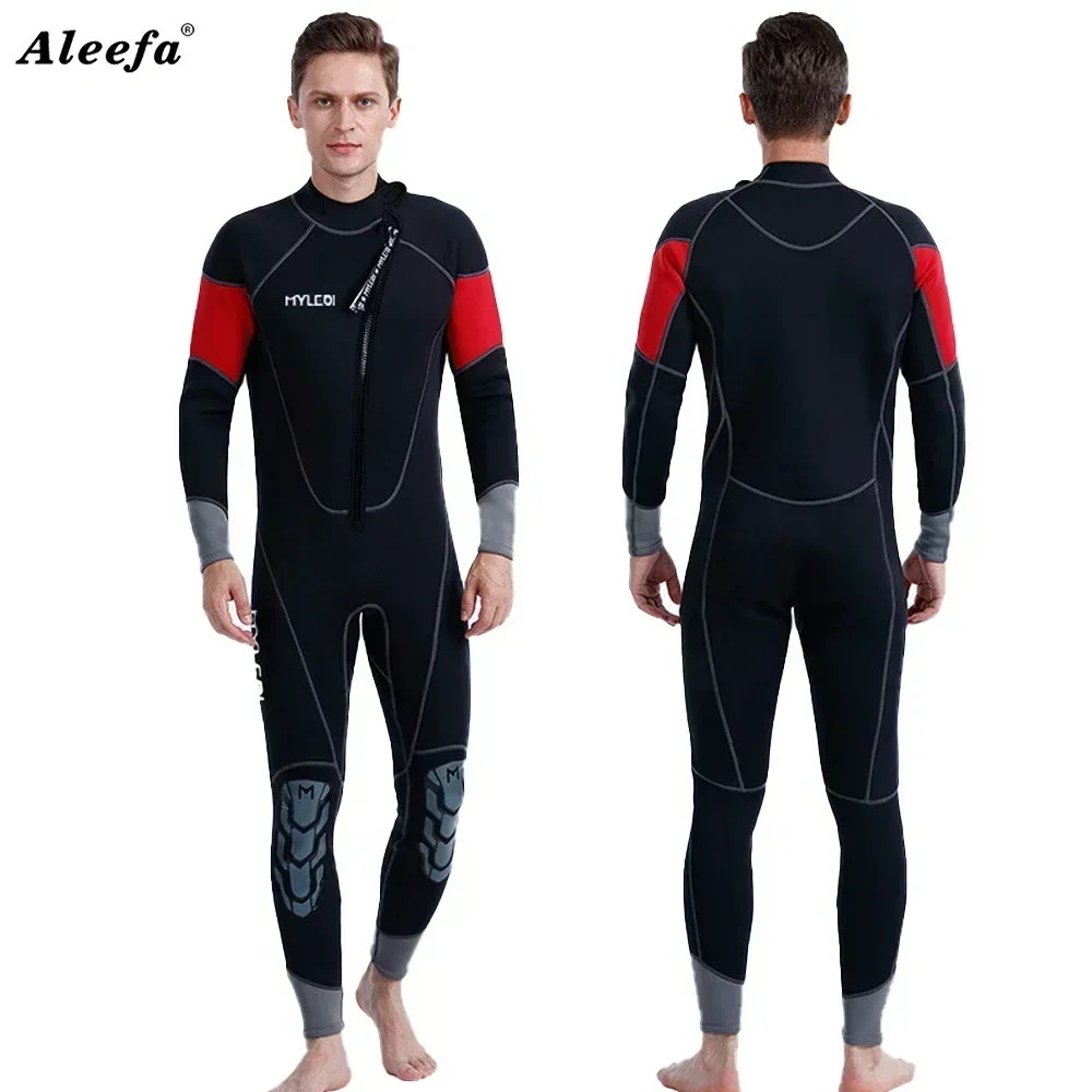 Men's 3mm Front Zipper Thermal Wetsuit Scuba Diving Spearfishing One-Piece Neoprene Suit Fit Cold Water Swimwear for Men