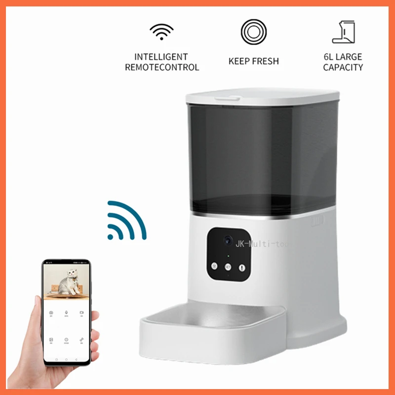 

Pet Automatic Feeder 6L Large Capacity Smart Voice Recorder APP Control Timer Feeding Cat Dog Food Dispenser With WiFi Pet Bowl