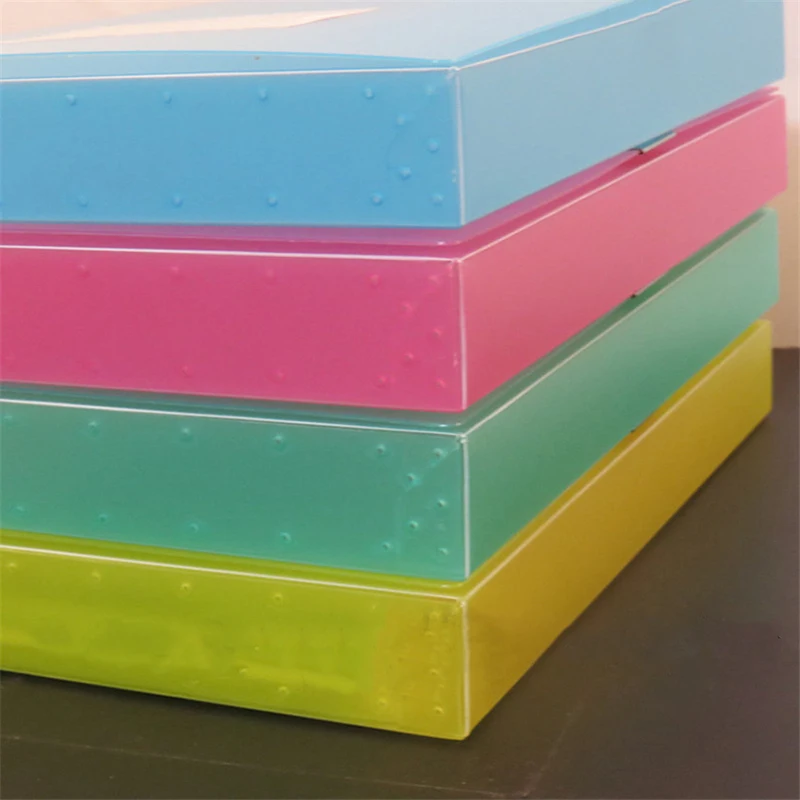 A4 Thickened Transparent File Box, Hard Plastic Document Holder Storage Box Office School Stationery Filing Supplies