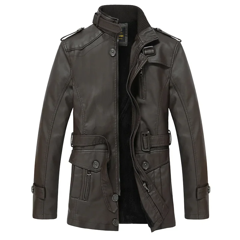 PU Jacket Biker Leather Coats Men's Leather Jackets Autumn Casual Motorcycle Brand Clothing Long Fleece Mens Jackets leather jackets