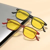 Lunettes à monture carrée minimalistes élégantes, protection oculaire ultra légère unisexe avec lunettes anti-lumière bleue, lentilles orange-rouge 2