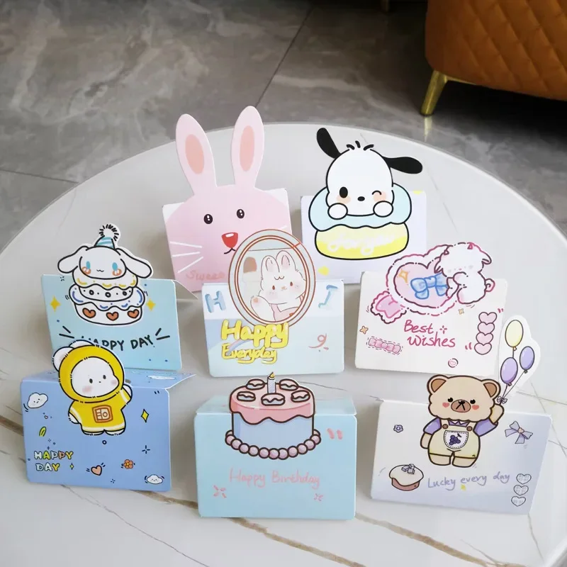 Cartoon mini birthday card 3D Instagram style cute animal shaped thank-you card handwritten blessing cards high-end gift