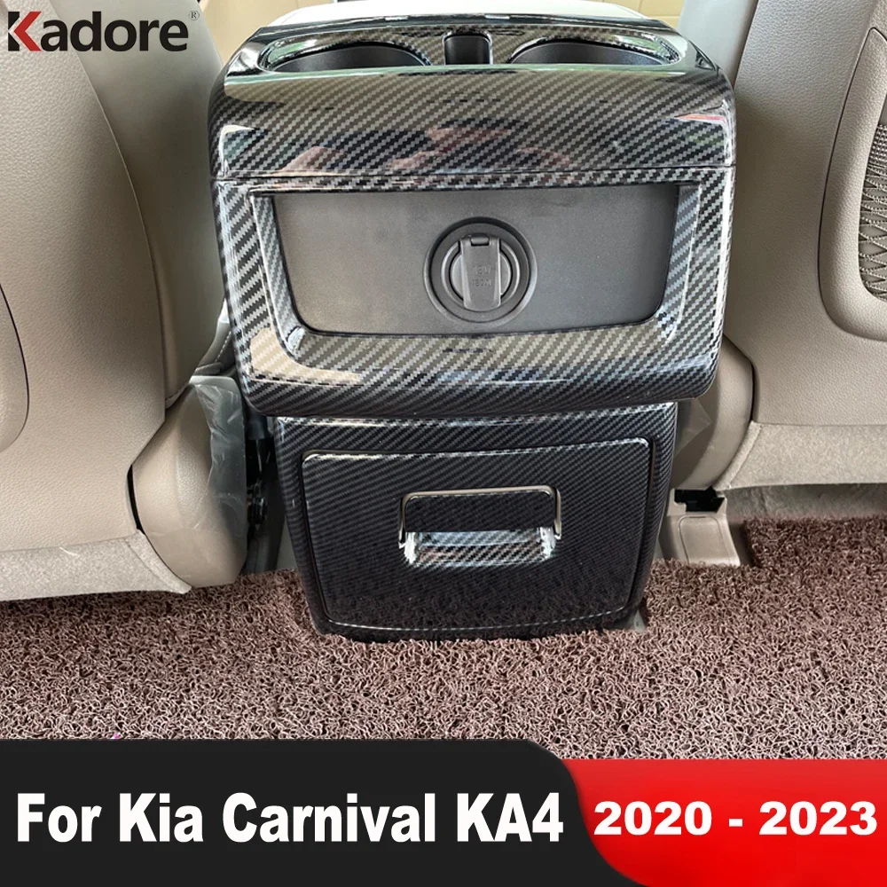 car-armrest-box-rear-air-condition-vent-outlet-cover-trim-for-kia-carnival-ka4-2020-2022-2023-water-cup-holder-frame-accessories