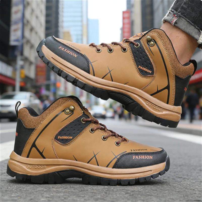 Men's Trendy Mid-High Boots Comfortable Outdoor Hiking Shoes 2025 Non-Slip Wear-Resistant PU Leather Sneakers Designer Shoes Men