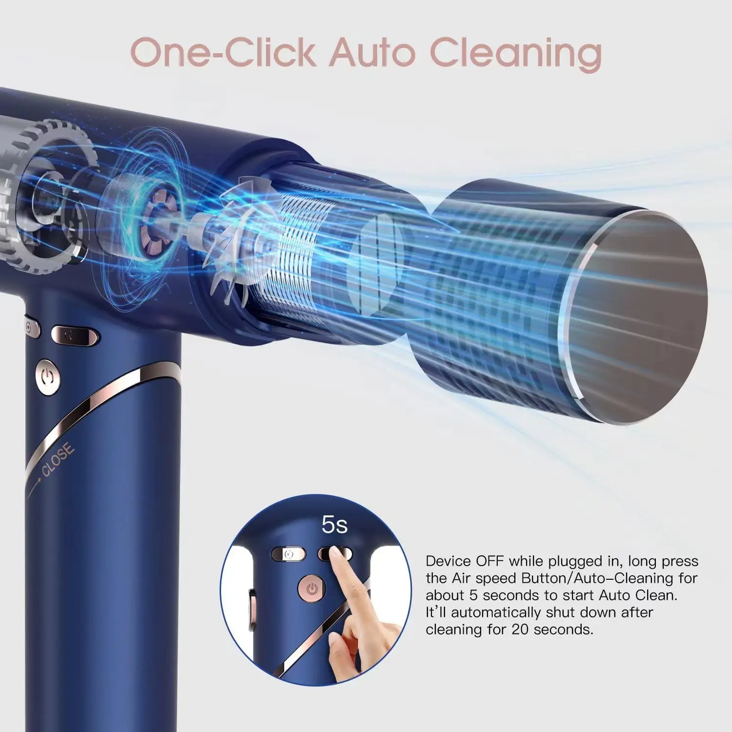 Travel Hair Dryer, Powerful Ionic Blow Dryer Pro with Brushless Motor for Fast Drying, Lightweight Portable Hairdryer for Women/