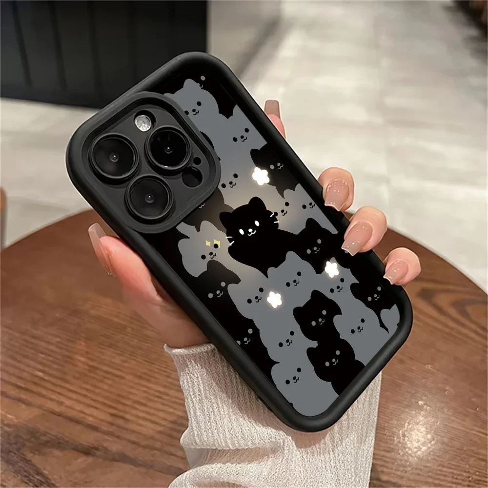 Cute Cartoon Cat Silicone Phone Case - Shockproof Soft Bumper Back Cover