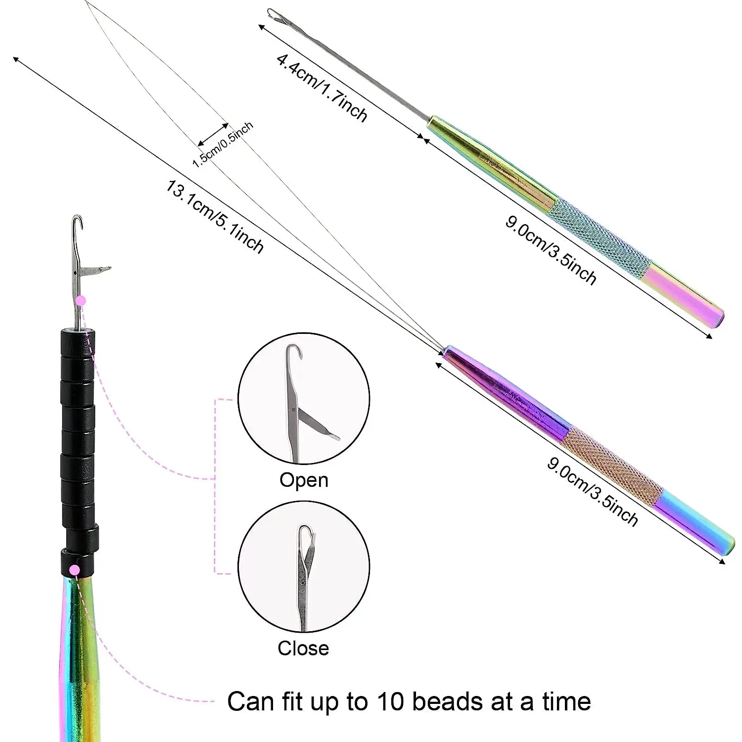 Hair Extension Pliers Silicone Beads Pulling Hook Micro Links Needle Loop Threader Wigs Feather Styling Craft Tools Kit FOSHIO