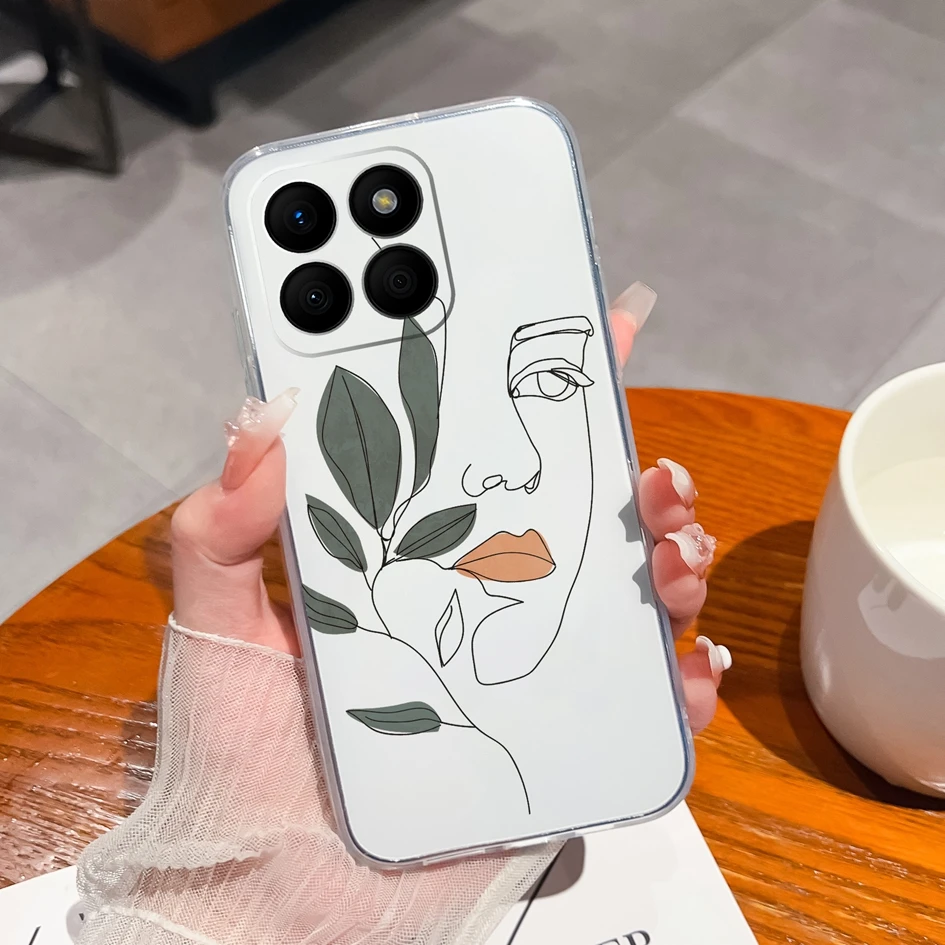 Clear TPU Silicone Soft Protective Case with Pretty Butterfly Bear Design for 6.75-Inch Smartphones