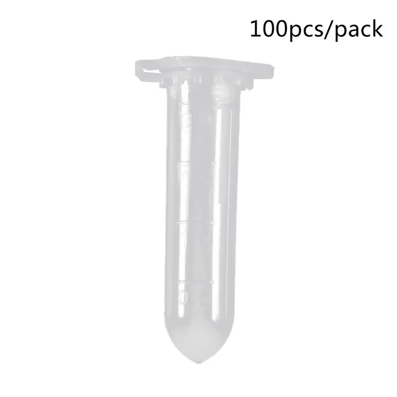 100Pcs 2ml Clear Plastic Vials Container Centrifuge Tubes Vials Sample Lab Container M17F