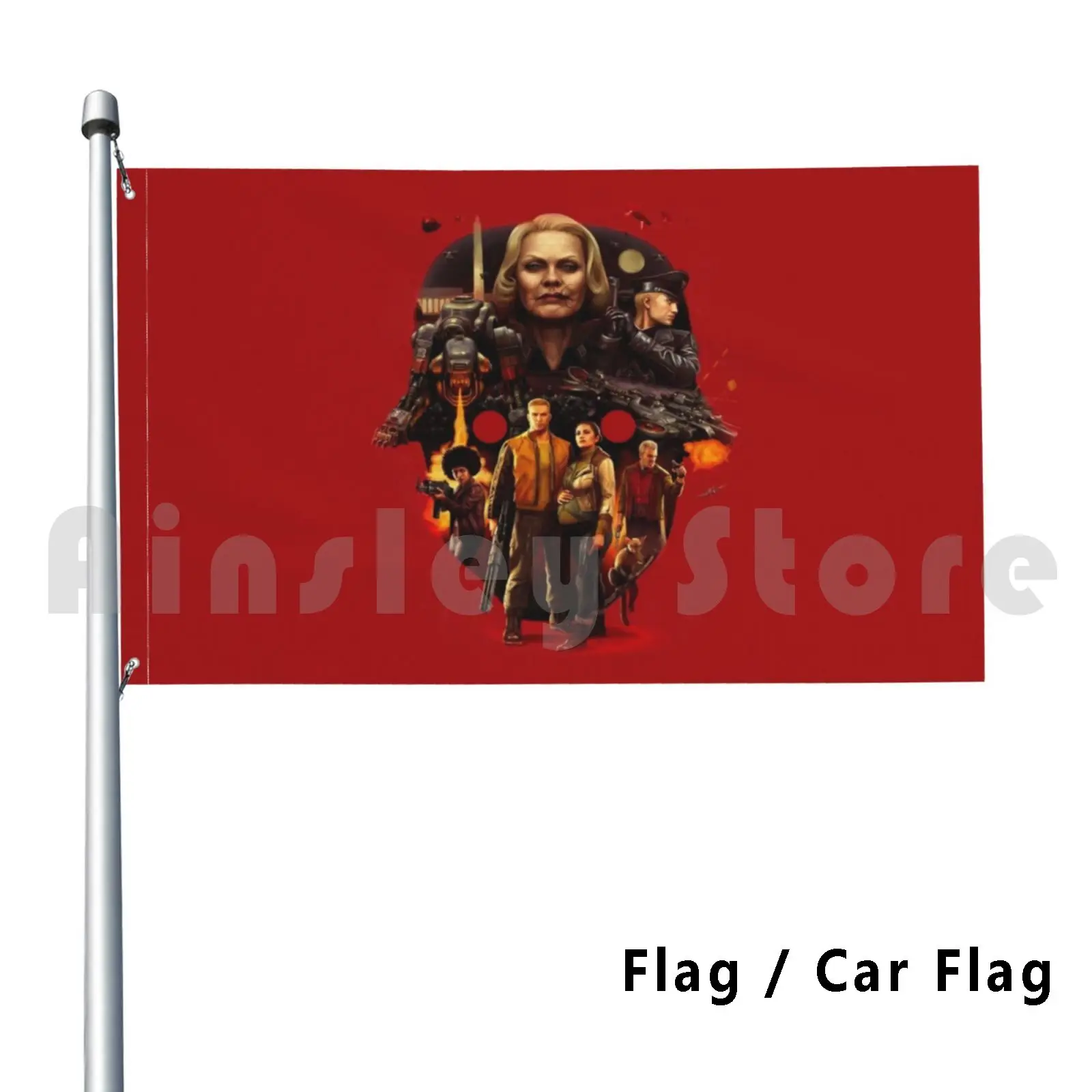 Wolfenstein 2 : Elite Soldat Shape Collage Flag Car Flag Printing Custom Wolfenstein 2 New Colossus Machinegames